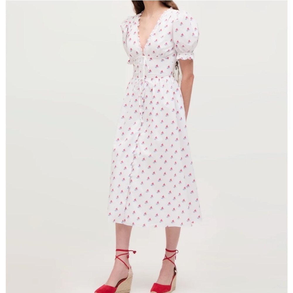 Hill House Floral Midi Dress with Puff Sleeves